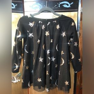 Kate Mack Top | kid size 10 | black with sequin stars